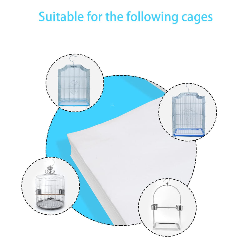 Toysructin 100 Sheets Bird Cage Liner, 12.6X12.6 Inch Disposable Absorbent Birdcage Liners Thicken Non-Woven Birdcage Tray Liner Paper, Precut Pet Animal Cages Cushion Cuttable Pets Cage Accessories 12.6*12.6inch white - BeesActive Australia