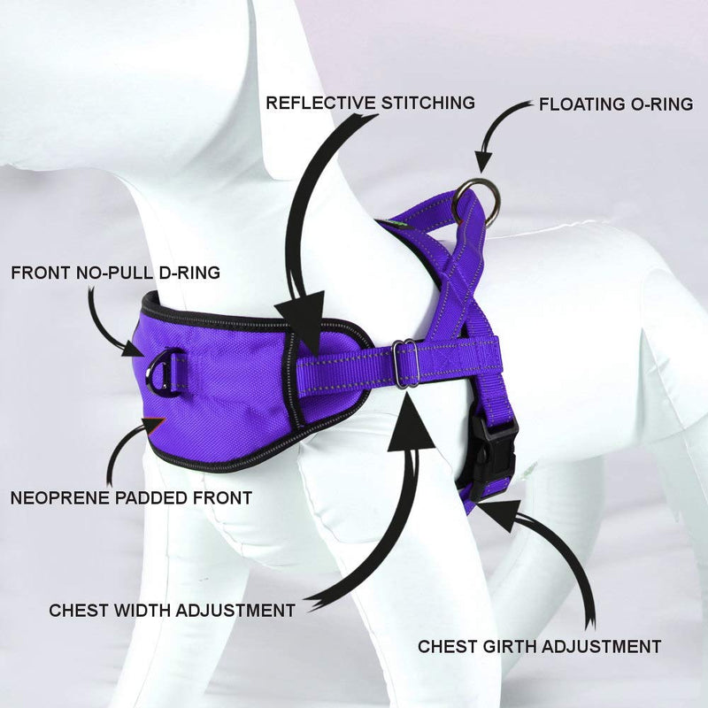Max and Neo Passport Reflective Dog Harness - We Donate a Harness to a Dog Rescue for Every Harness Sold MEDIUM (19"-24.5" CHEST GIRTH) PURPLE - BeesActive Australia