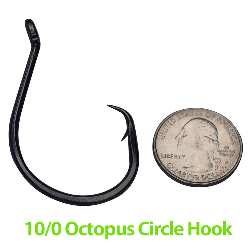 [AUSTRALIA] - Heavyweight Catfish Hooks - Offset Octopus Circle Hooks - 25 Pack (10/0) 