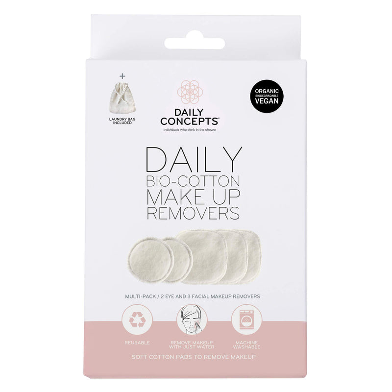 Daily Concepts - Daily Bio Cotton Makeup Removers - Natural and Reusable Makeup Removal Solution! Includes Laundry Bag Along With Multiple Pads and Sizes to fit Your Facial and Makeup Removal Needs. - BeesActive Australia