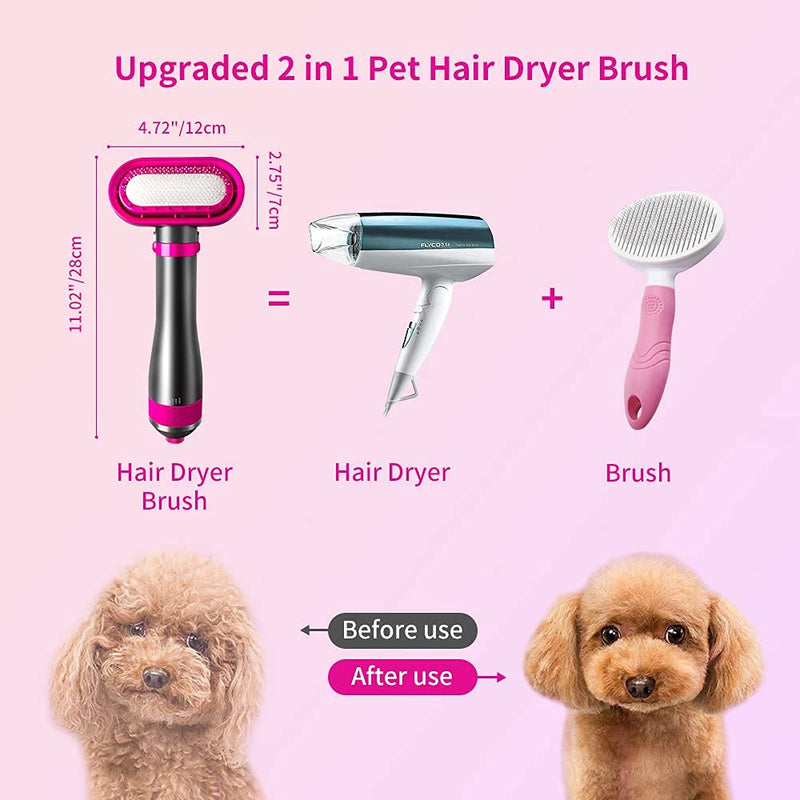 Upgraded Pet Hair Dryer Brush,2 in 1 Pet Grooming Dryer for Small/Medium Dog & Cat,2 Heat Settings & 3 Adjustable Blowing Dryer - BeesActive Australia