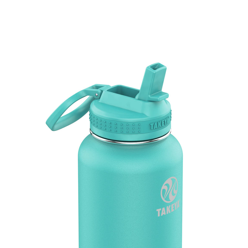 Takeya CP Signature Pickleball Insulated Water Bottle with Straw Lid, 40 Ounce, Dropshot Teal 40 oz - BeesActive Australia