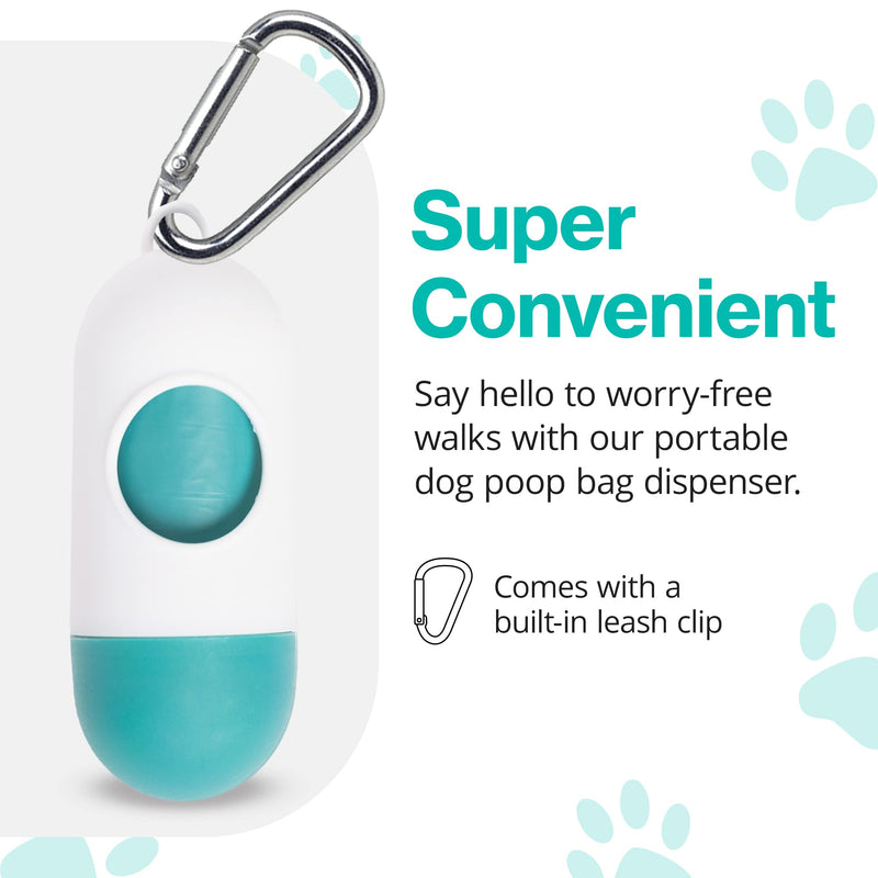 PawPail - Dog Poop Bag Holder for Leash, Durable Dog Waste Bag Dispenser With Sturdy Leash Clip, Portable Doggy Poop Bags Holder for Pet Waste, With 1 Roll of 15 PawBag Extra Large Poop Bags for Dogs - BeesActive Australia