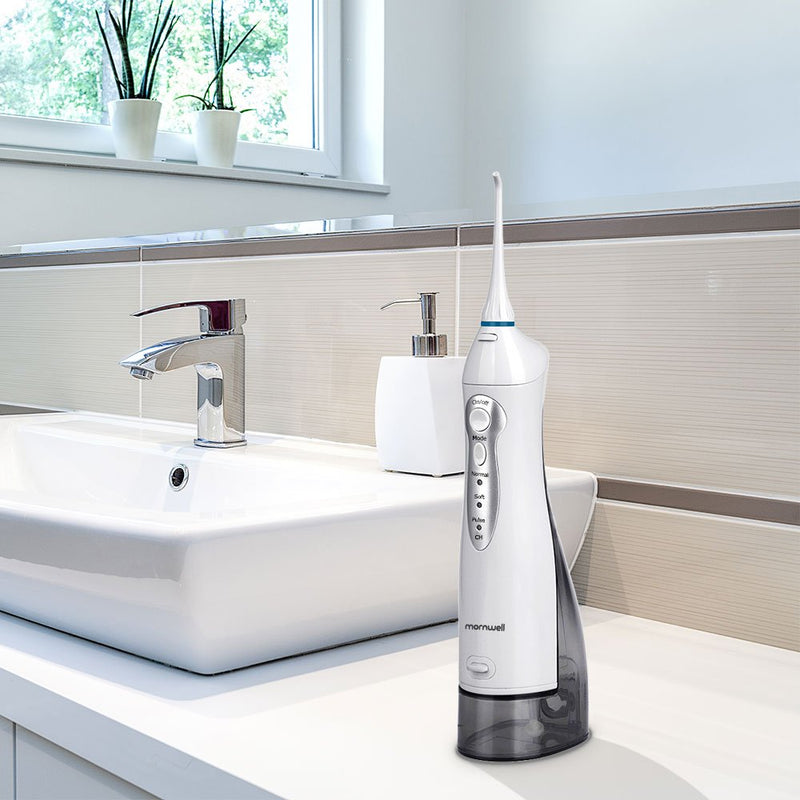 Mornwell Water Flosser Portable Dental Oral Irrigator with 300ML Water Tank, Teeth Cleaner with 3 Modes, USB Rechargeable, 4 Jet Tips for Travel & Home Use - BeesActive Australia