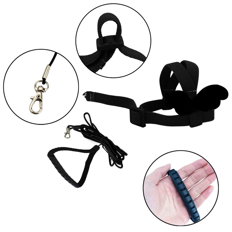 Pet Parrot Bird Harness and Leash, Adjustable Training Design Anti-Bite, Bird Nylon Rope with Cute Wing for Parrots, Suitable for Budgerigar Cockatiel Peony Parrot and Same Size Birds L Black - BeesActive Australia