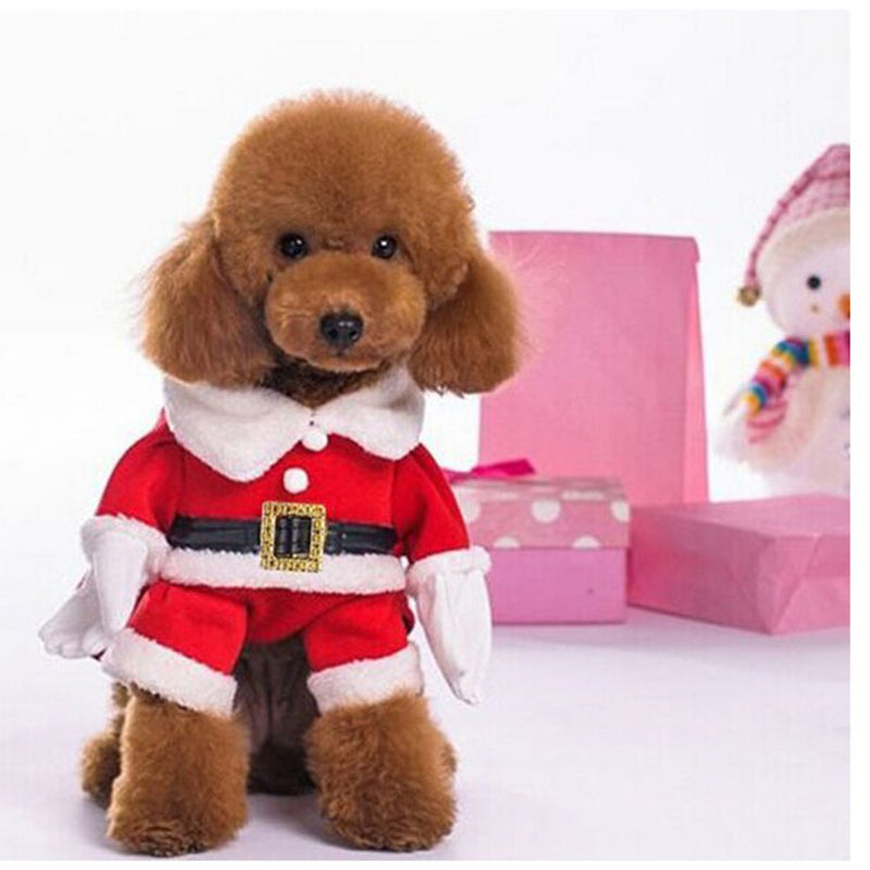 NACOCO Pet Christmas Costumes Dog Suit with Cap Santa Claus Suit Dog Hoodies Cat Xmas Costumes Medium (Pack of 1) Red - BeesActive Australia
