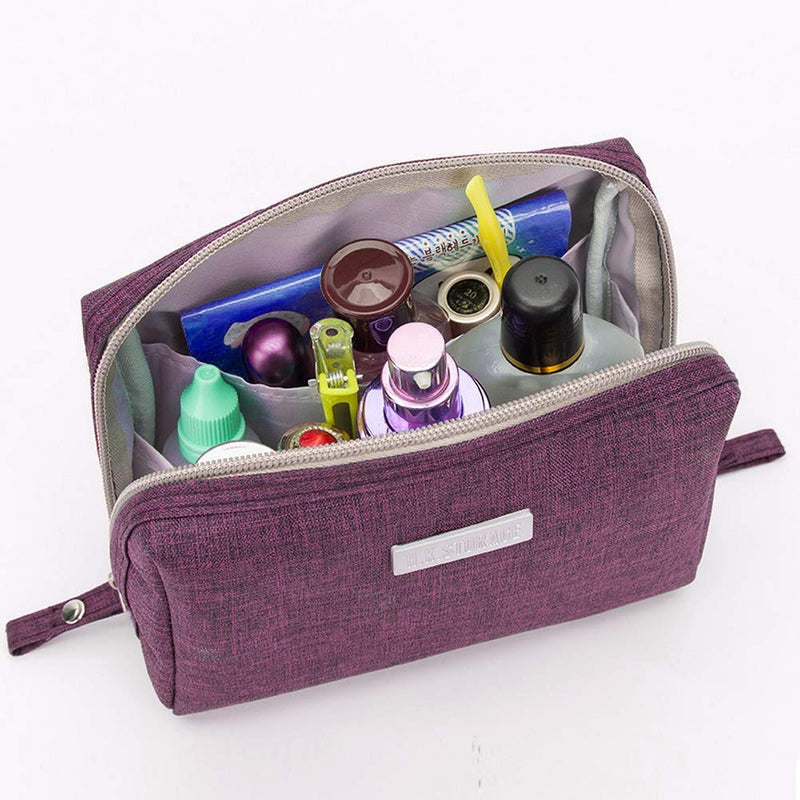 kuou Makeup Bag, Small Travel Cosmetic Bag Nylon Waterproof Makeup Pouch for Women and Girl Organizing Cosmetic(Purple) - BeesActive Australia