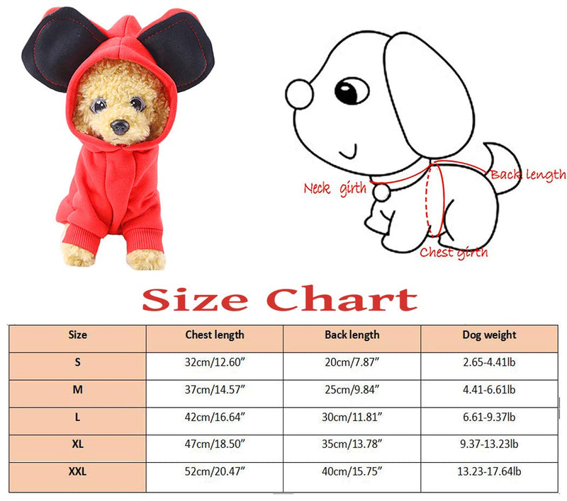 Xiaoyu Pet Dog Hooded Clothes Apparel Puppy Cat Warm Hoodies Coat Sweater for Small Dogs with Cute Hat, L Red - BeesActive Australia