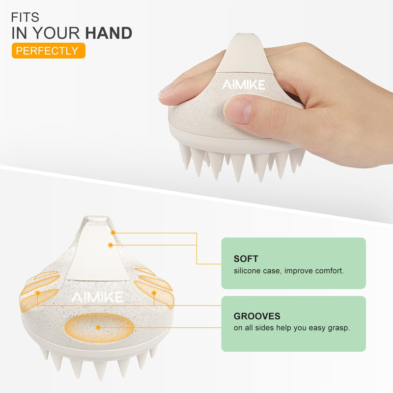 AIMIKE Scalp Massager Shampoo Brush,Scalp Brush for Washing Hair & Scalp Massager for Hair Growth,Scalp Scrubber/Exfoliator with Silicone Bristles for Dandruff Removal,Head Massager for Wet & Dry Milk White - BeesActive Australia