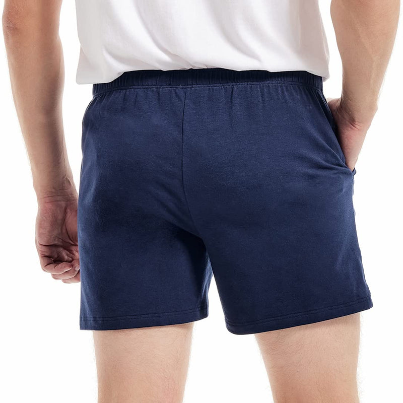 AIMPACT Mens Lounge Shorts Breathable Soft 4 Inch Lightweight Simple Active Shorts Sleep Bottoms Royal Blue Large - BeesActive Australia