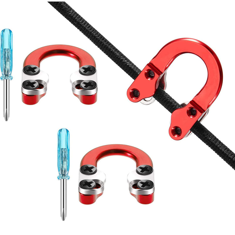 heyous 2 Sets Archery D Loop Compound Bow Metal U Nock D Ring Buckle Release Nocking Loop with Screwdrivers Metal Bowstring Hunting Aid Accessories (2 x Red D Loops + 2 x Blue Screwdrivers) - BeesActive Australia