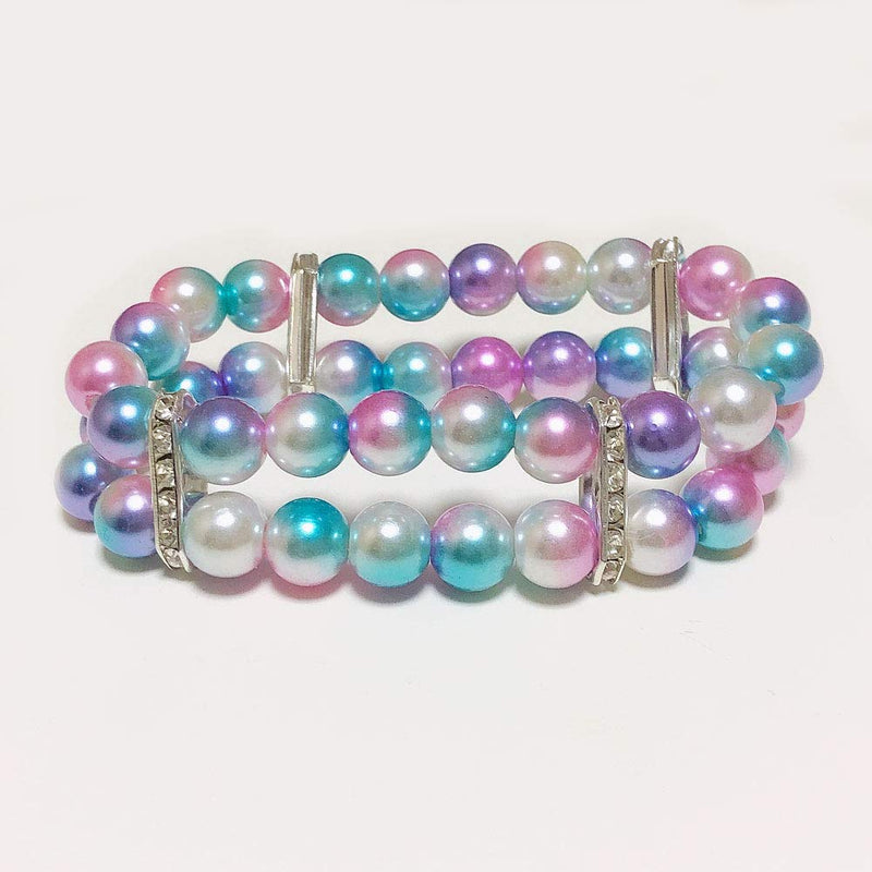 PETFAVORITES 2 Row Pearls Dog Necklace Jewelry with Bling Rhinestones for Pets Cats Small Dogs Girl Female Puppy Chihuahua Yorkie Wedding Clothes Costume Outfits Accessories, Ombre Purple, Elastic Neck Size: 12" - BeesActive Australia