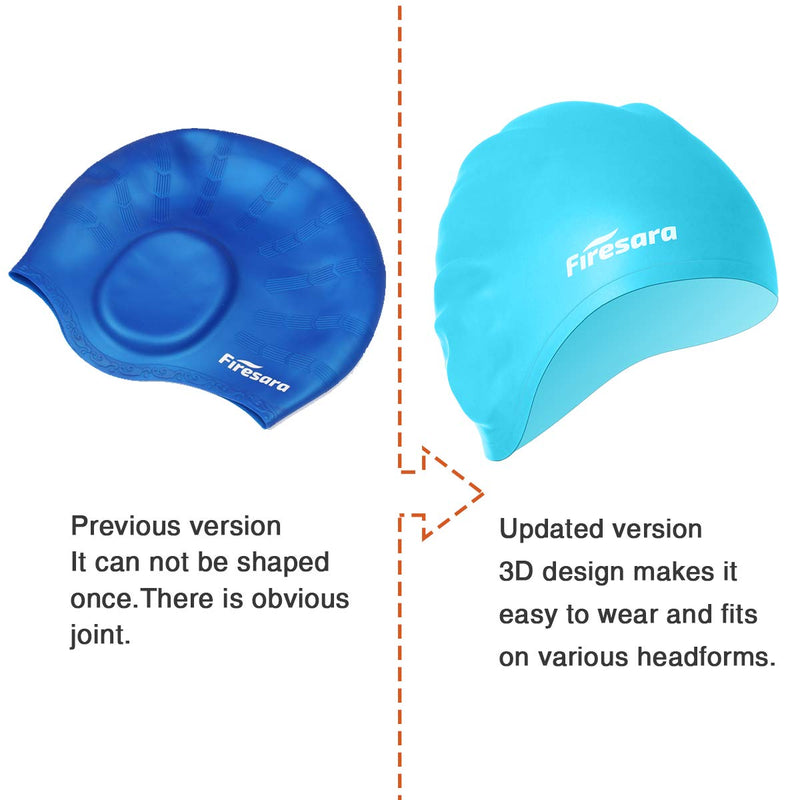 Firesara Swim Cap, Original Updated Swimming Cap 3D Ergonomic Design Comfortable Durable Ear Protection for Women Kids Men Adults Boys Girls for Long or Short Hair with Nose Clip and Ear Plugs skyblue - BeesActive Australia