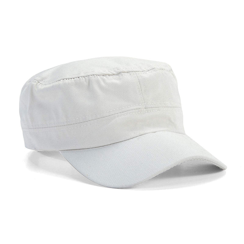 LERTREE 2Pcs Adjustable Unisex Flat Top Twill Classical Baseball Cap Military Hat 22-23.6 in Cadet Cap Coffee+white - BeesActive Australia