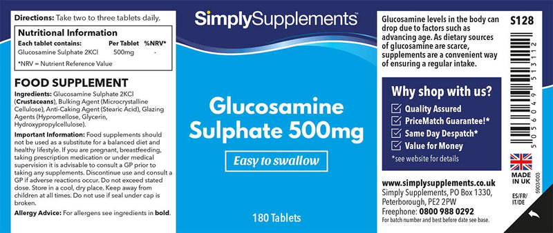 Easy to Swallow Glucosamine 500mg | Active Lifestyle Support | 2X 180 Tablets | Manufactured in The UK - BeesActive Australia
