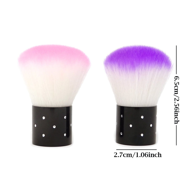 Honbay 2PCS Versatile Portable Short Handle Soft Nail Arts Dust Brush Cleaner Makeup Powder Blush Brushes (Pink + Purple) Pink + Purple - BeesActive Australia