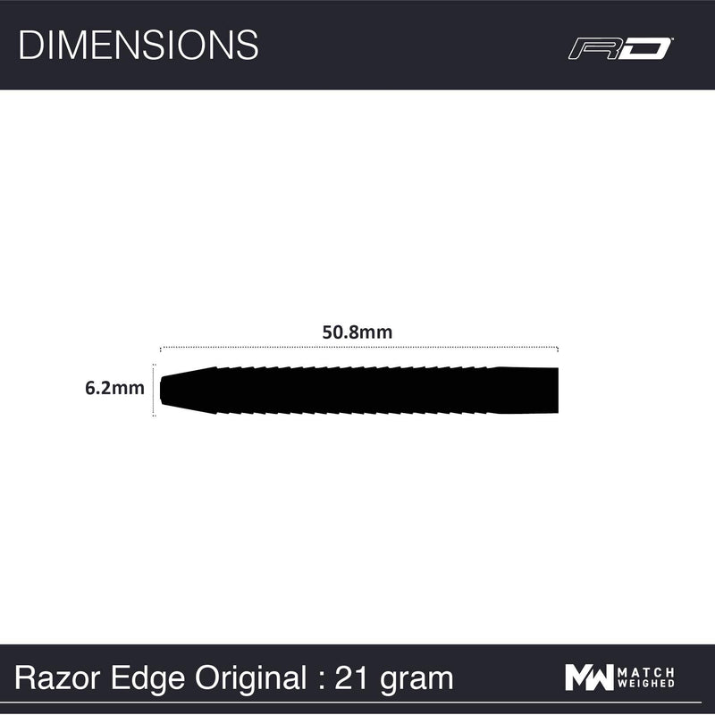 [AUSTRALIA] - Razor Edge Original Tungsten Darts 20g to 33g with Flights and Stems 21.0 Grams 