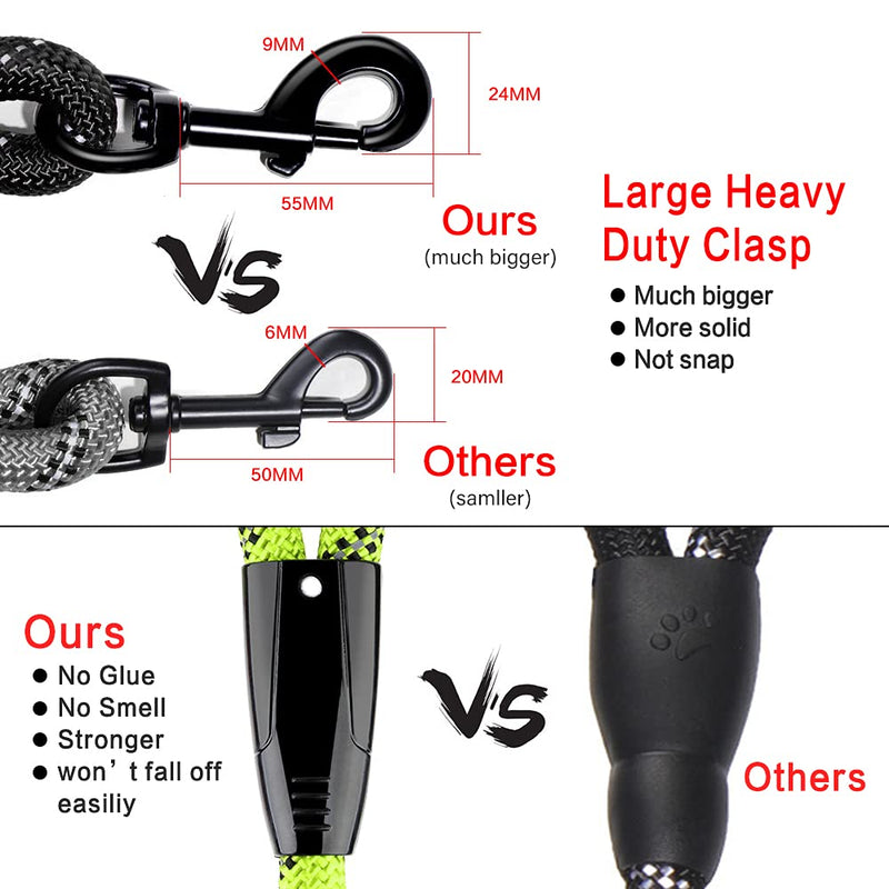 Plutus Pet Heavy Duty Rope Dog Leash with Comfortable Padded Handle, Highly Reflective Strong Sturdy 4/5/6 FT Dog Leash for Small Medium Large Dogs 1/2"×4' GREEN - BeesActive Australia