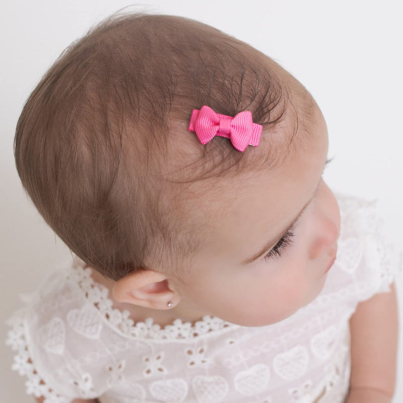 Baby girls snap hair clips, tiny bow, non-slip hair clips for toddlers, fine hair mini bow (20pcs) 20pcs - BeesActive Australia
