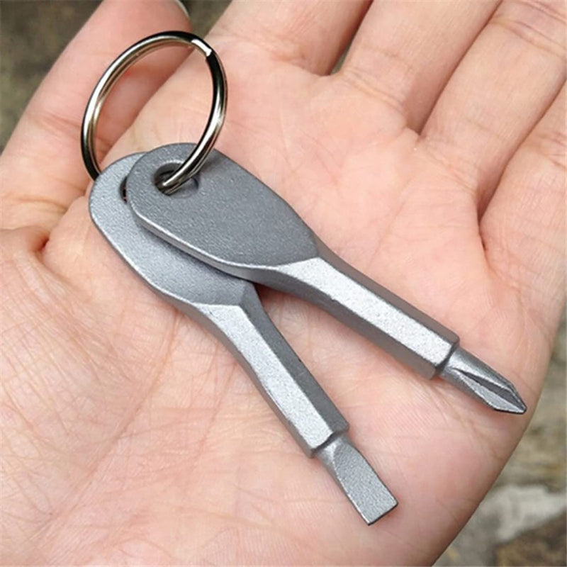 ROSTIVO Screwdriver Keychain Pocket Repair Tool Multi Mini Cool Gadgets for Men Small Gift for Women (Silver) - BeesActive Australia