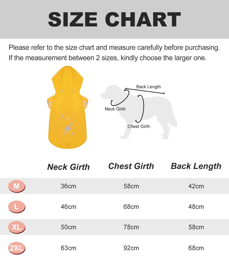 Dog Raincoat, Waterproof Hooded Dog Rain Jacket, Adjustable Dog Raincoat with Hood Leash Hole, Lightweight Pet Raincoat with Reflective Strip, Dog Raincoats for Small Medium Large Dogs XX-Large yellow - BeesActive Australia