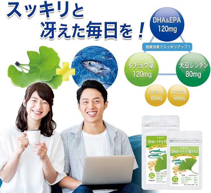 Dainichi Healthy Foods DHA EPA Ginkgo Biloba 80 tablets x 6 bags (8 months supply) Soy Lecithin Vitamin E Supplement - BeesActive Australia