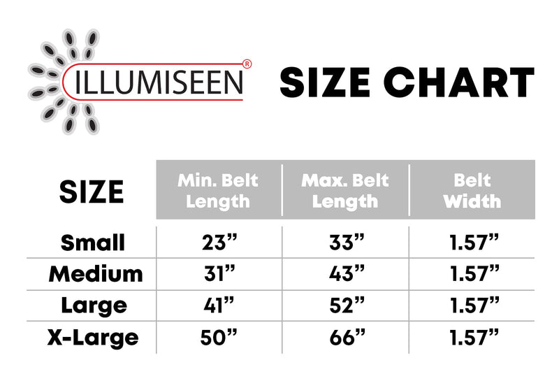 Illumiseen LED Belt Sash | High Visibility LED Lights, 8 Colors & 2 Lighting Modes | Adjustable & USB Rechargeable X-Large (50 - 66' / 128 - 167cm) Neon Yellow - BeesActive Australia