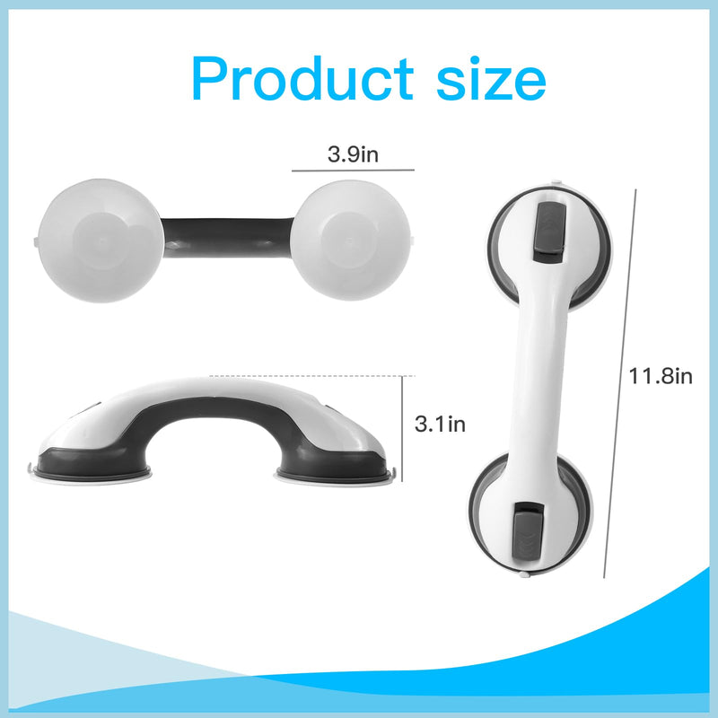 Suction Bathroom Grab Rails, Happybase 2pcs 12 inch Hand Rail for Disabled, Portable Grab Bars, Safety Shower Handle with Suction Cup Fitting, Bath Grips for Elderly Handicap Children Disability Aids Black+gery - BeesActive Australia