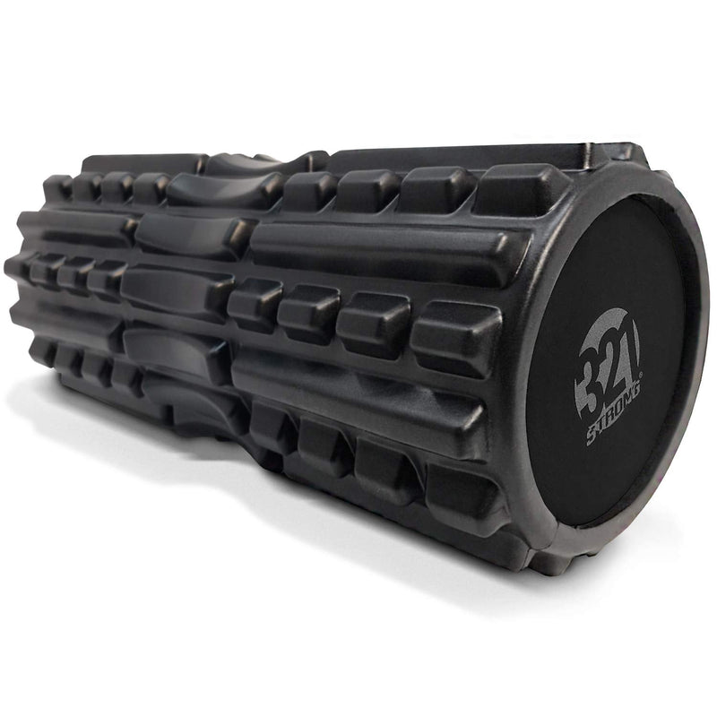 321 STRONG Foam Roller - Extra Firm High Density Deep Tissue Massager with Spinal Channel Black - BeesActive Australia