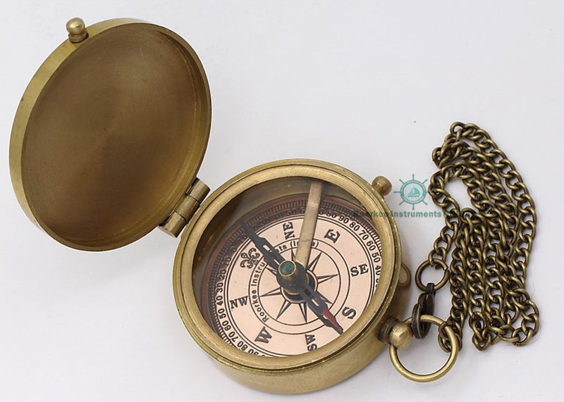 Solid Brass Directional Magnetic Compass Antique Nautical Vintage Quote Engraved, Baptism Gifts #1 "Be Strong and Courageous" - BeesActive Australia