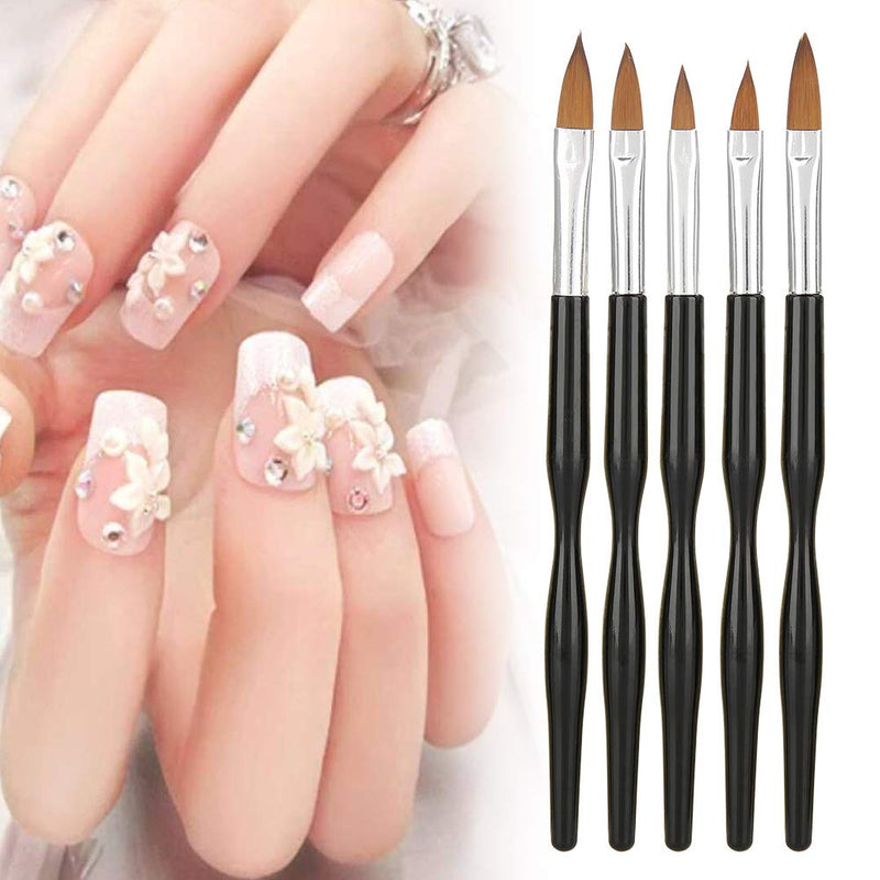 Nail Art Brush 5Pcs Set-Professional Nail salons Painting Makeup DIY Nail Brush Gradient Effect Carving Fine Details(Black) - BeesActive Australia