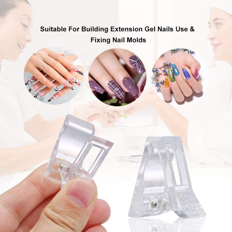 GBSTORE 10 Pcs Crystal Nail Tips Clip Transparent Finger Extension Crystal Glue Nail Mold Fixing Clip for Quick Building Poly Gel DIY Nail Art Tool,Safe Enough and Reused - BeesActive Australia