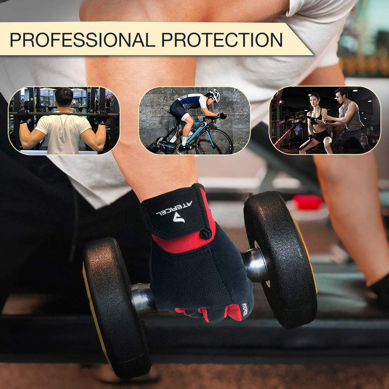 Atercel Workout Gloves for Men and Women, Exercise Gloves for Weight Lifting, Cycling, Gym, Training, Breathable and Snug fit Red Small - BeesActive Australia