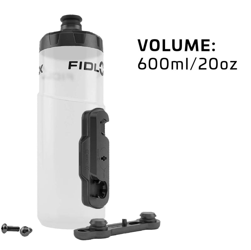 Fidlock TWIST Bottle 600 Set- Bike Water Bottle Holder with Attached Bottle - Cage Free Magnetic Mount - Clear - BeesActive Australia