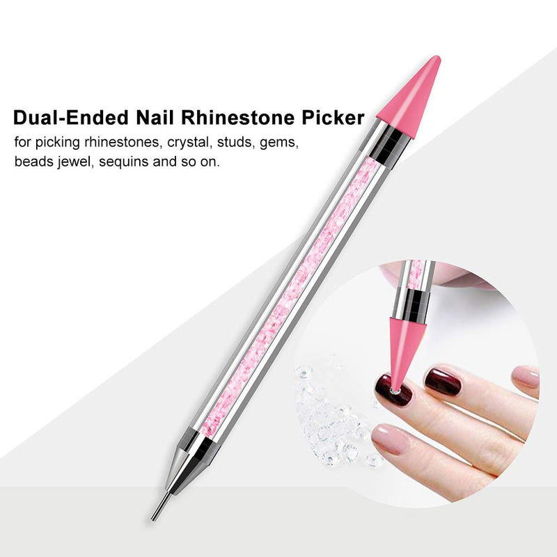 Tovip 2PCS Dual-Ended Nail Rhinestone Picker Wax Tip Pencil Pick Up Applicator Dual Tips Dotting Pen Beads Gems Crystals Studs Picker with Acrylic Handle Manicure Nail Art Tool - BeesActive Australia
