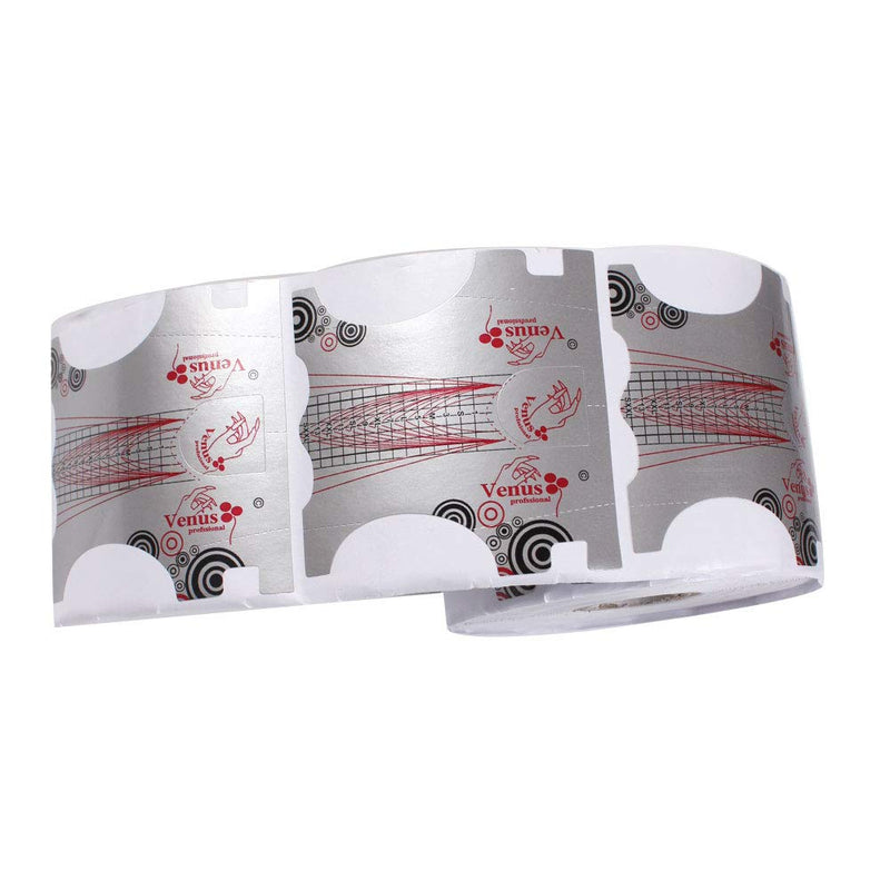 BeautyLeader 500Pcs Nail Form, Nail Art Guide Stickers for Acrylic UV Gel Nail Tips Manicure Extension Tool (1 Roll / 500 PCS - Sliver) - BeesActive Australia
