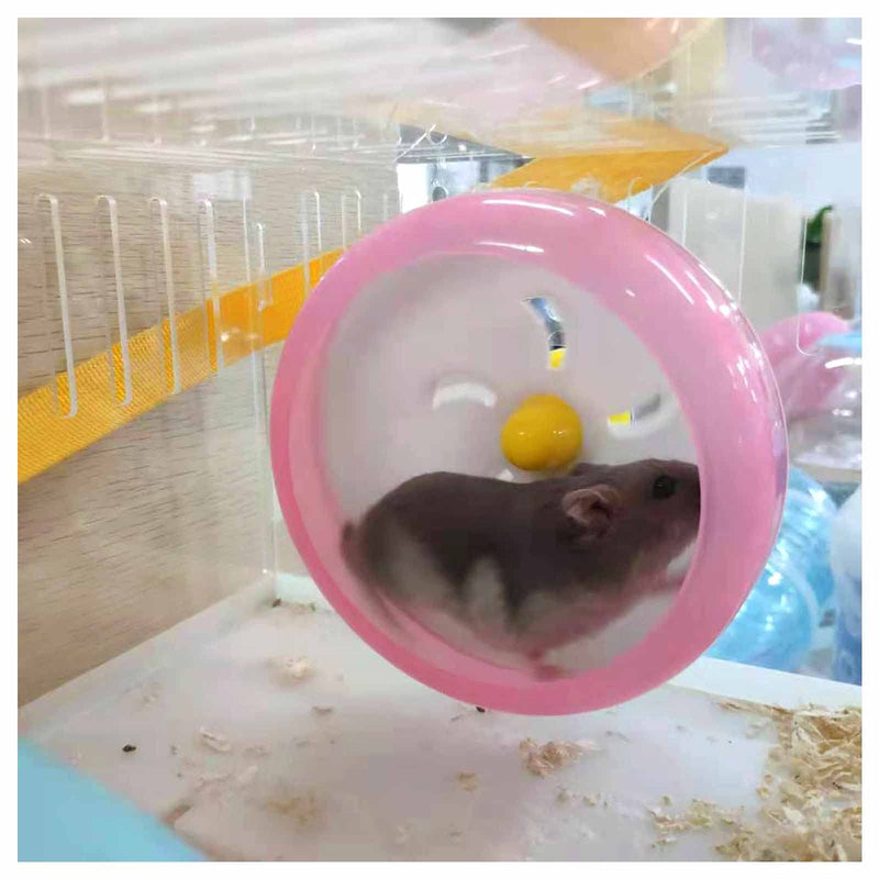 WishLotus Hamster Running Wheel, Silent Jogging Exercise Toy Hamster Cage Accessory for Drawf Hamster Golden Silk Shih Tzu Bear pink - BeesActive Australia