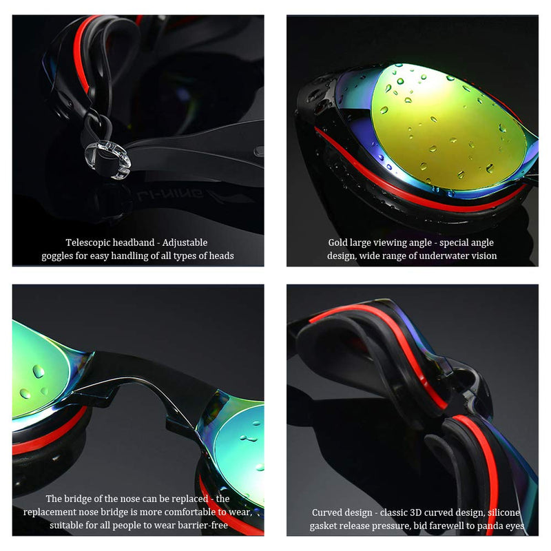 [AUSTRALIA] - UTOBEST Nearsighted Mirrored Swim Goggles Anti Fog Myopic Optical Swimming Goggles 100% UV Protection Triathlon Swim Glasses for Adult Men Women Junior Prescription Swim Goggles -5.0 