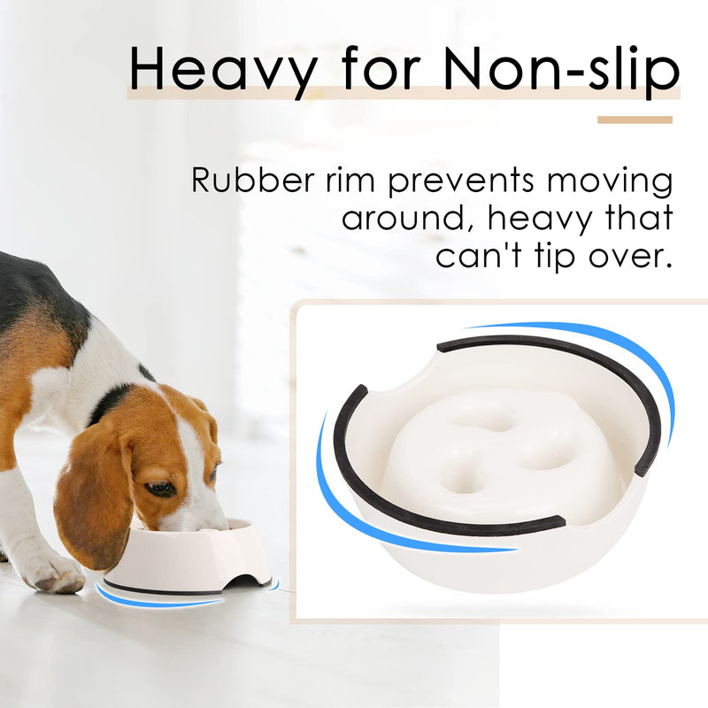 SUPERDESIGN Slow Feeder Dog Bowl Cat Bowl - Slow Eating Habit Maker Dog Cat Food Bowl Anti-Gulping Puppy Slow Feeder Bowl for Dry Wet Raw Food Non-Slip Slow Feeder for Small Medium Large Super Design Round-Gream White 1 Cup - BeesActive Australia