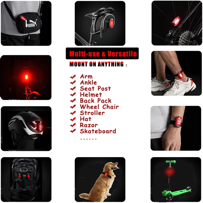 LED Safety Light (4 Pack) bike rear light bicycle tail LED | Clip On Strobe/Running Lights for Runners, Dogs, Bike, Walking | The Best High Visibility Accessories for Your Reflective Gear, Bicycle etc - BeesActive Australia