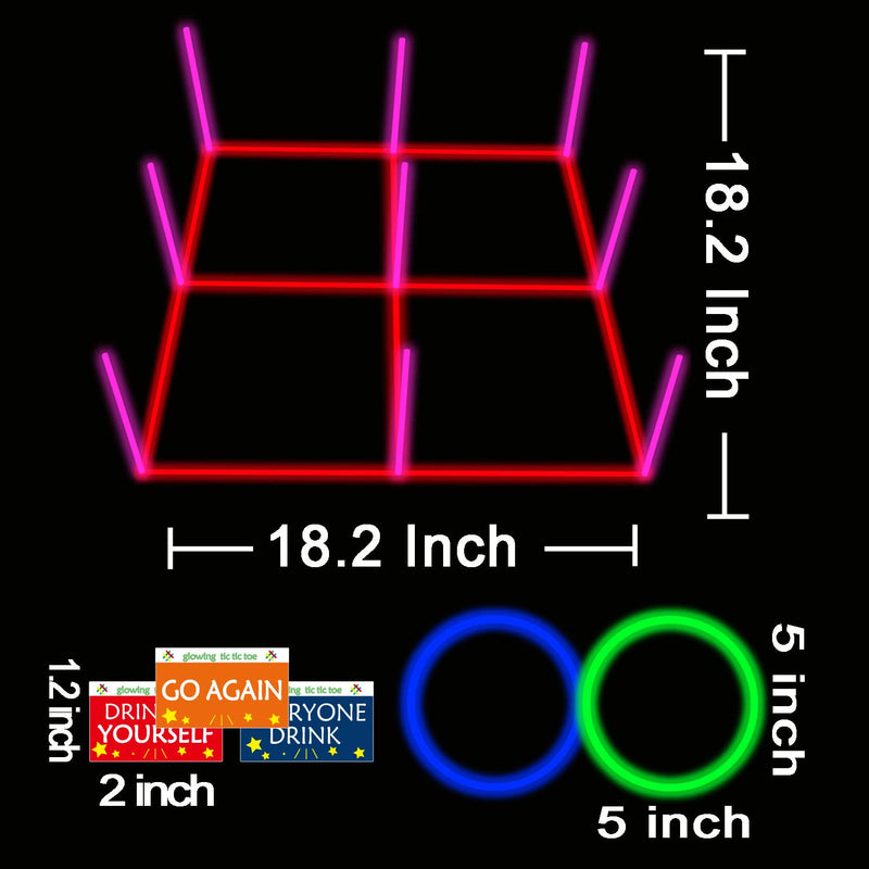 Ring Toss Games Glowing 3-in-1 Tic Tac Toe Game Indoor/Outdoor Games for Adults and Family - Fun Camping, Backyard Toys, Carnival Games or Dorm Room Game, Sticker with Content - BeesActive Australia