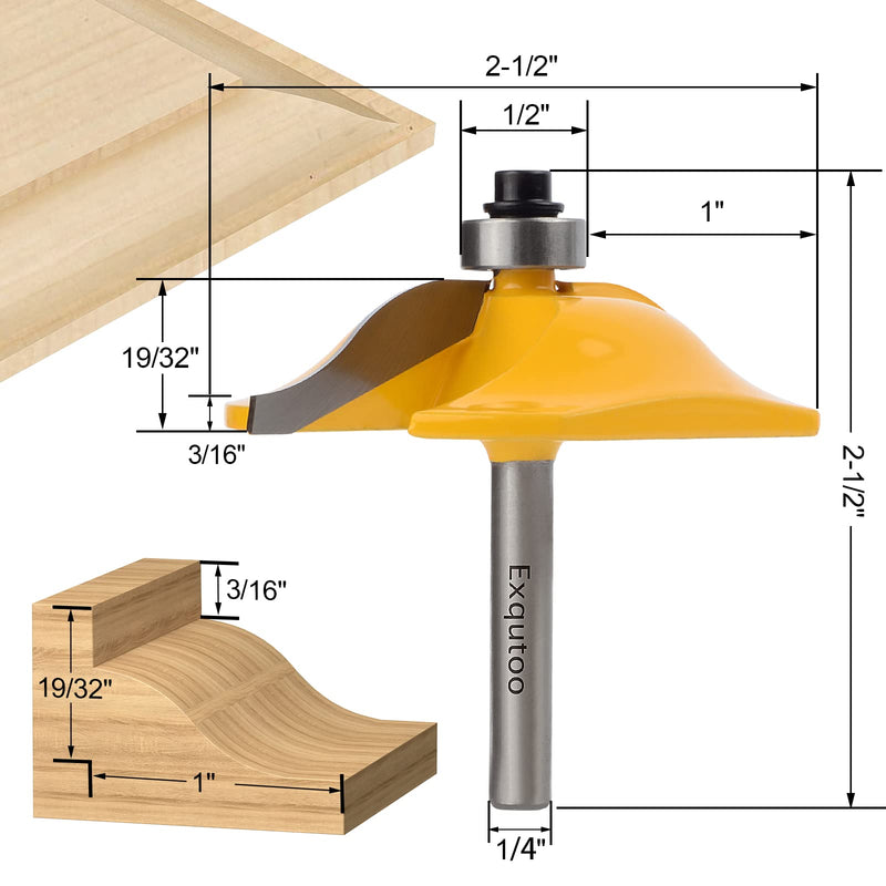 3PCS 1/4 Inch Shank Router Bit Set,Raised Panel Cabinet Door Making Router Bits, Cemented Carbide Router Bits for Woodworking,CNC Wood Router Bit Bearings,Woodworking Tools Router Door & Window Bits - BeesActive Australia