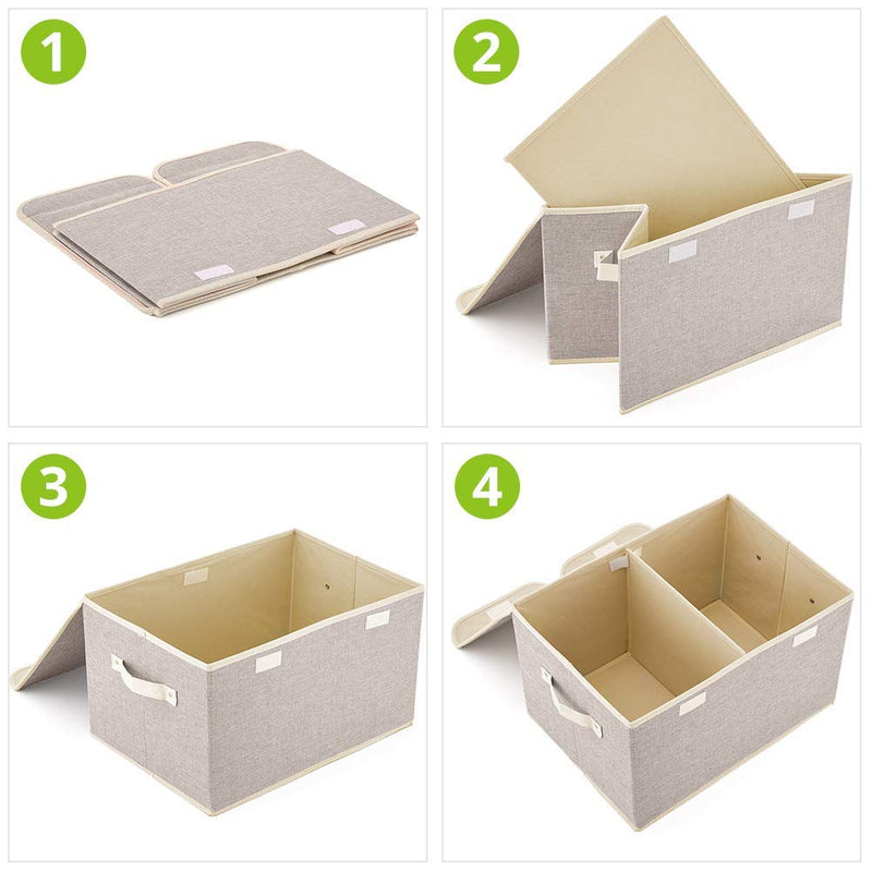 Morezi Large Dog Toy Storage Box with Lid Basket Organizer - Perfect Collapsible Bin for Living Room, Playroom, Closet, Home Organization Dog Light Gray - BeesActive Australia
