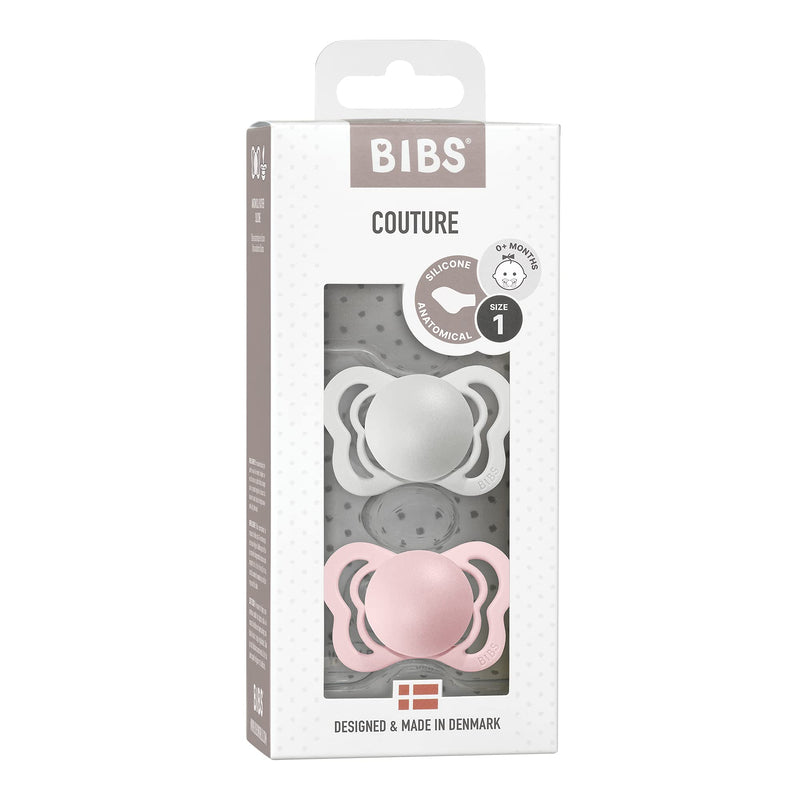 BIBS Pacifiers - Couture Collection | BPA-Free Baby Pacifier | Made in Denmark | Set of 2 Blossom/Haze Color Premium Soothers | Size 0-6 Months - BeesActive Australia