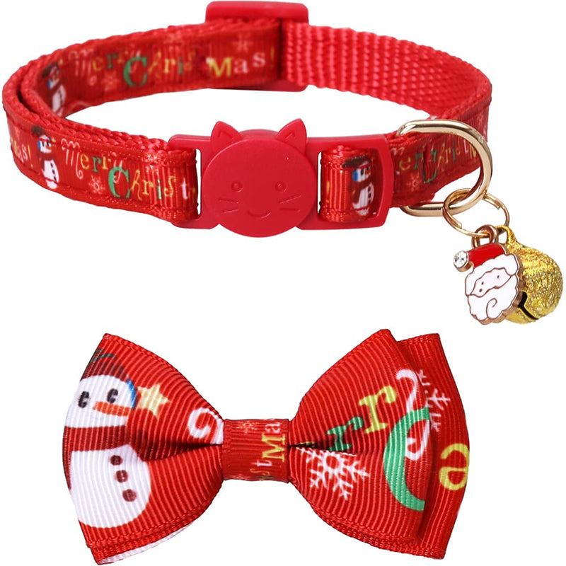 Lamphyface Christmas Cat Collar Breakaway with Bow Tie and Bell for Kitty Adjustable Safety Red+Green - BeesActive Australia