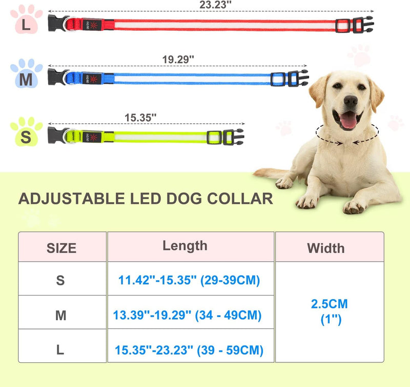 Light Up Dog Collars DQGHQME Led Dog Collar USB Rechargeable Safety Lighted Dog Collar for Small Medium Large Dogs，Flashing Lights for Dog Walking at Night Glow in The Dark Camping Dog Collars. Green-Pure - BeesActive Australia