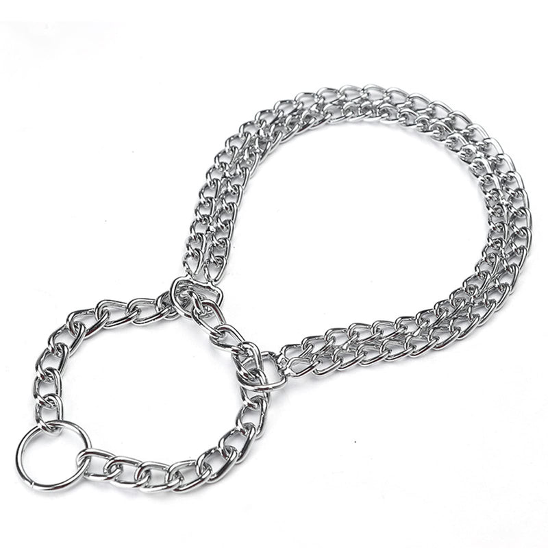 Dog Choker Collar Martingale Collar Training Double Row Chain Heavy Duty Collar for Medium Large Dogs L-20” (suitable for neck 15-18") - BeesActive Australia