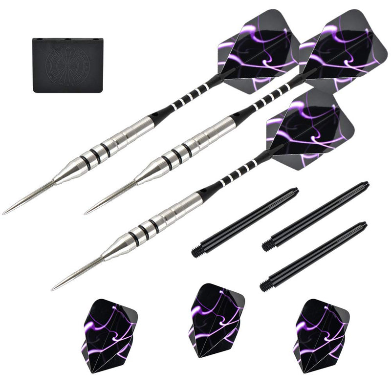 [AUSTRALIA] - LinkVisions 90% Tungsten Professional Steel Tip Darts Set Point Protector 22g/24g T2-24g-Black 