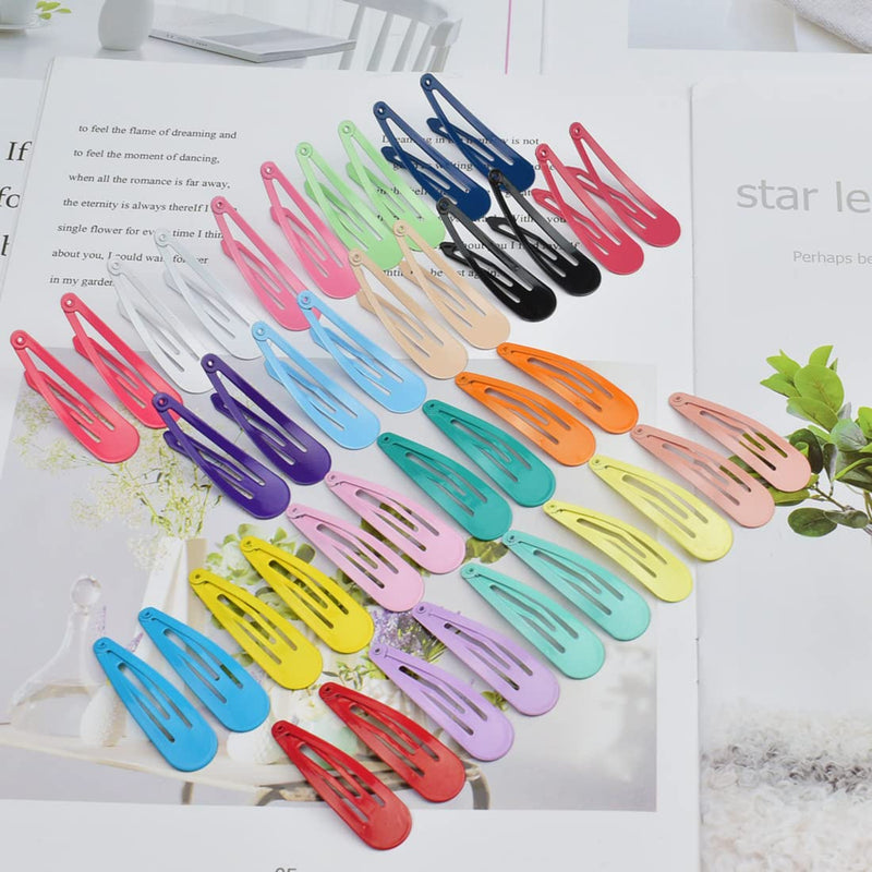 40 Pcs Metal Snap Hair Clips Candy Color 2 Inch Non Slip Kids Barrettes Girls' Hair Accessories - BeesActive Australia