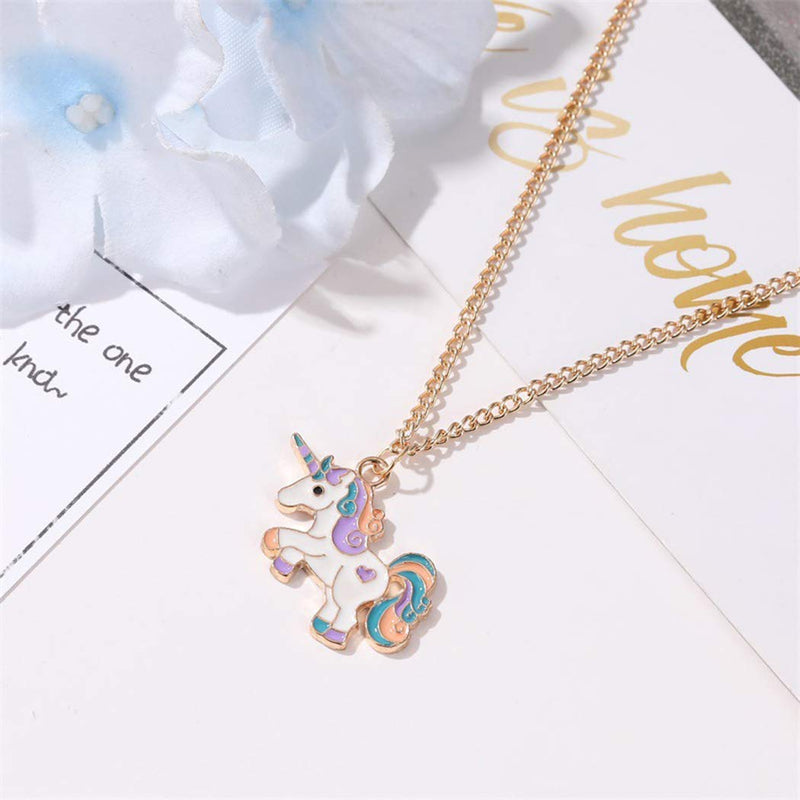 TseanYi Enamel Unicorn Pendant Necklace Running Unicorn Necklace Choker Gold Chain Cute Animal Jewelry for Women and Girls - BeesActive Australia